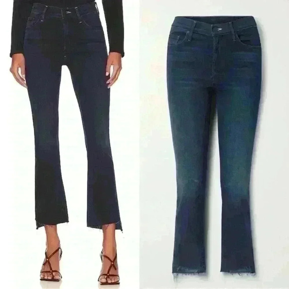 Mother Denim Insider Crop Step Fray Dark Straight Leg in Night Tripper Size 25 - Picture 14 of 14